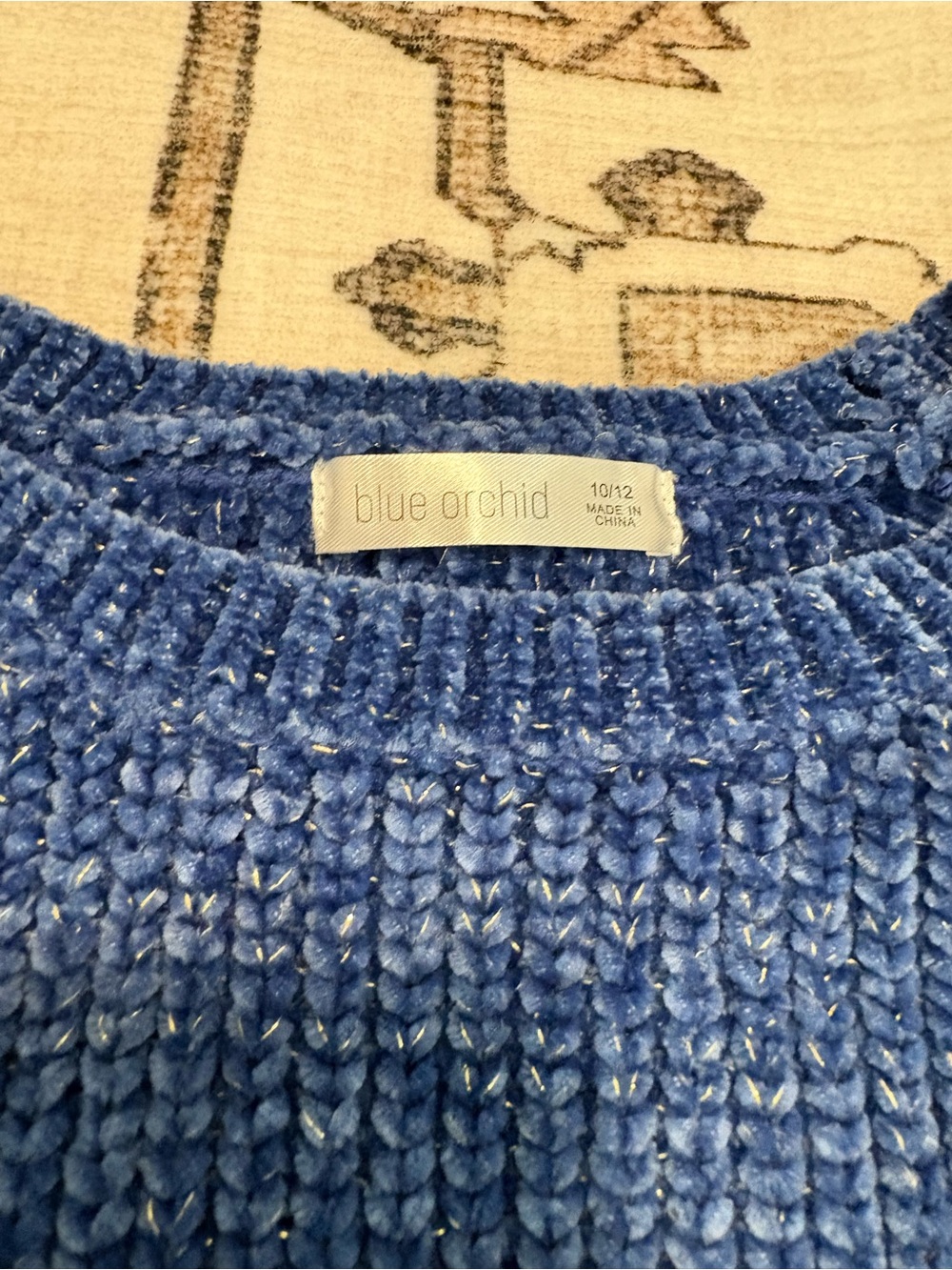 Girls Blue Knit Crewneck Sweater - Picture 6 of 7